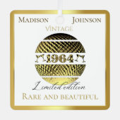 ヴィンテージ1964 60歳の誕生日金ゴールド メタルオーナメント (正面)