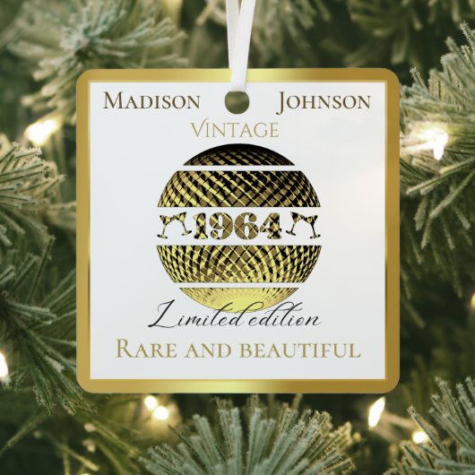 ヴィンテージ1964 60歳の誕生日金ゴールド メタルオーナメント (インサイチュ)