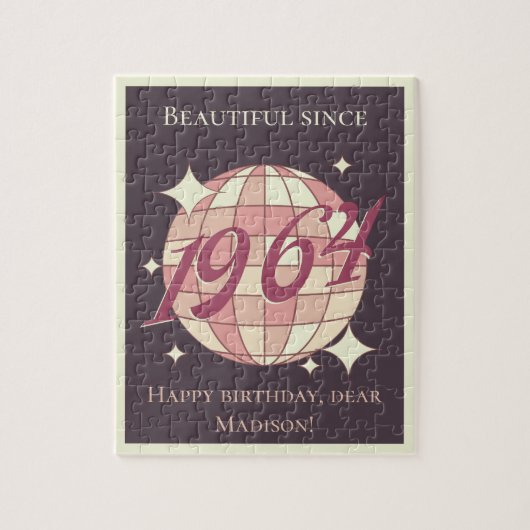 ヴィンテージ1964 60th誕生日レトロパープル ジグソーパズル (縦)