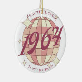 ヴィンテージ1964 60th誕生日レトロパープル セラミックオーナメント (右)