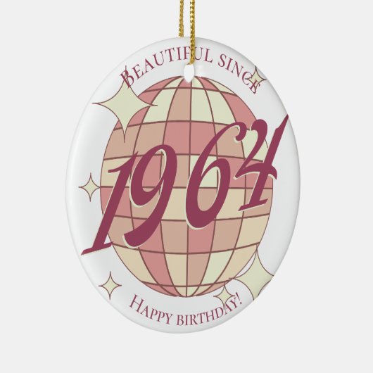 ヴィンテージ1964 60th誕生日レトロパープル セラミックオーナメント (右)