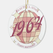 ヴィンテージ1964 60th誕生日レトロパープル セラミックオーナメント (左)