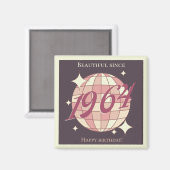 ヴィンテージ1964 60th誕生日レトロパープル マグネット (正面/裏面)
