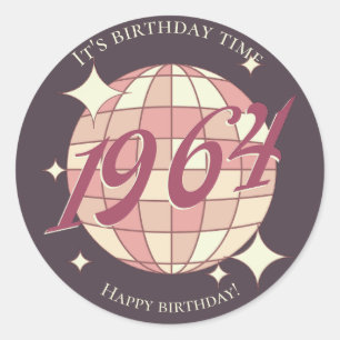 ヴィンテージ1964 60th誕生日レトロパープル ラウンドシール