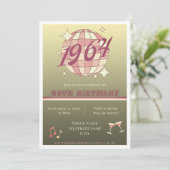 ヴィンテージ1964 60th誕生日レトロ金ゴールド招待状 招待状 (スタンド正面)