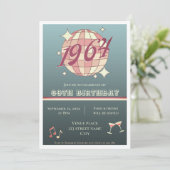 ヴィンテージ1964 61歳の誕生日レトロダーク招待状 招待状 (スタンド正面)