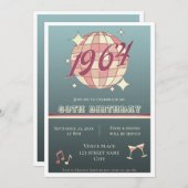 ヴィンテージ1964 61歳の誕生日レトロダーク招待状 招待状 (正面/裏面)