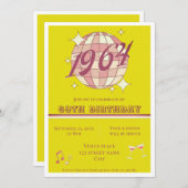 ヴィンテージ1964 61th誕生日レトログリーン招待状 招待状 (正面/裏面)