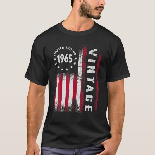 ヴィンテージ1965年限定版オールドアメリカ国旗57T Tシャツ (正面)