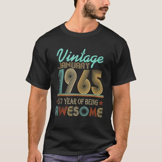 ヴィンテージ1965年1月57日57歳 Tシャツ (正面)