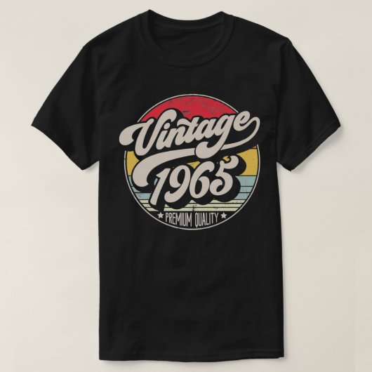 ヴィンテージ1965 56th誕生日、レトロサンセットスタイルDes Tシャツ (デザイン正面)