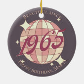 ヴィンテージ1965 60th誕生日レトロパープル セラミックオーナメント (裏面)