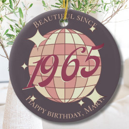 ヴィンテージ1965 60th誕生日レトロパープル セラミックオーナメント