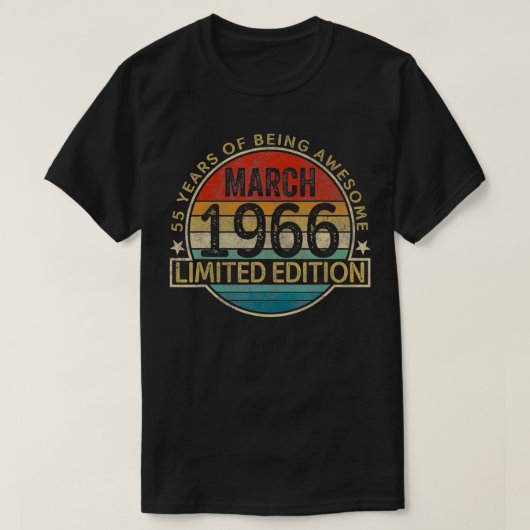 ヴィンテージ1966年3月限定版55誕生日5 Tシャツ (デザイン正面)