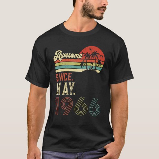 ヴィンテージ1966年5月56日誕生日レトロ56歳 Tシャツ (正面)