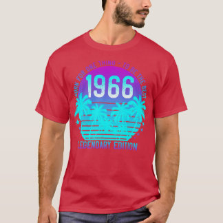 ヴィンテージ1966誕生日55thエステティックサンセットパーム tシャツ