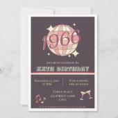 ヴィンテージ1966 60歳誕生日レトロパープル招待状 招待状 (正面)