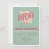 ヴィンテージ1966 60th誕生日ティール(緑がかった色)ブルーret Invitatio 招待状 (正面)