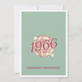 ヴィンテージ1966 60th誕生日ティール(緑がかった色)ブルーret Invitatio 招待状 (裏面)