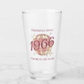 ヴィンテージ1966 60th誕生日レトロパープルビール タンブラーグラス (正面)
