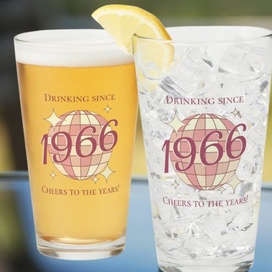 ヴィンテージ1966 60th誕生日レトロパープルビール タンブラーグラス