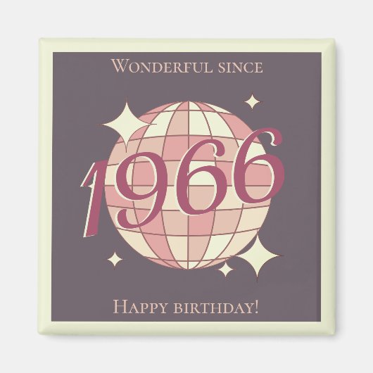 ヴィンテージ1966 60th誕生日レトロパープル マグネット (正面)