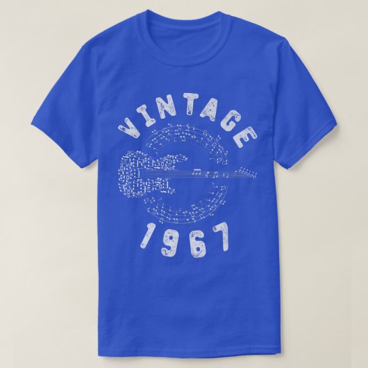ヴィンテージ1967誕生日限定版ギター音楽 Tシャツ (デザイン正面)