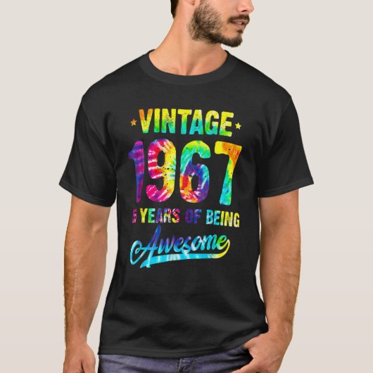 ヴィンテージ1967 55誕生日絞り染め55年Bei Tシャツ (正面)