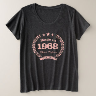 ヴィンテージ1968はサイズと完全さのピンクに老化しました プラスサイズTシャツ