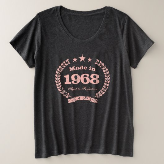 ヴィンテージ1968はサイズと完全さのピンクに老化しました プラスサイズTシャツ (デザイン正面)