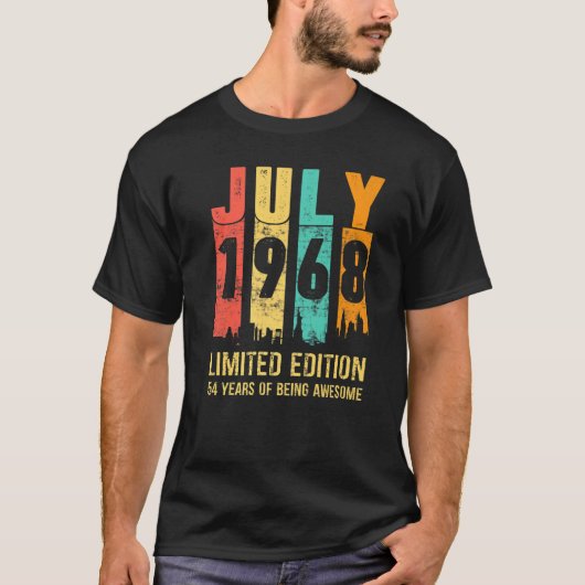 ヴィンテージ1968年7月54歳54誕生日 Tシャツ (正面)