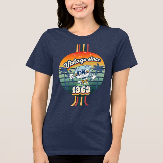 ヴィンテージ1969レトロ56番目の誕生祝いK7 トライブレンドＴシャツ (正面)