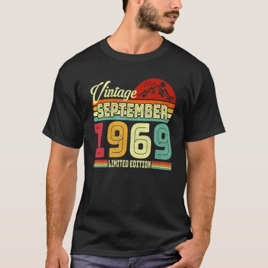 ヴィンテージ1969年9素晴らし月以来53番目の誕生日 Tシャツ (正面)