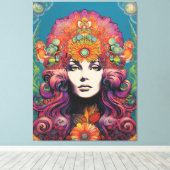 ヴィンテージ1970のレディ キャンバスプリント (インサイチュ (ウッドフロア))