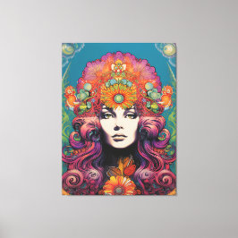 ヴィンテージ1970のレディ キャンバスプリント