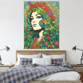 ヴィンテージ1970のレディ キャンバスプリント (インサイチュ (寝室))