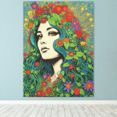 ヴィンテージ1970のレディ キャンバスプリント (インサイチュ (ウッドフロア))