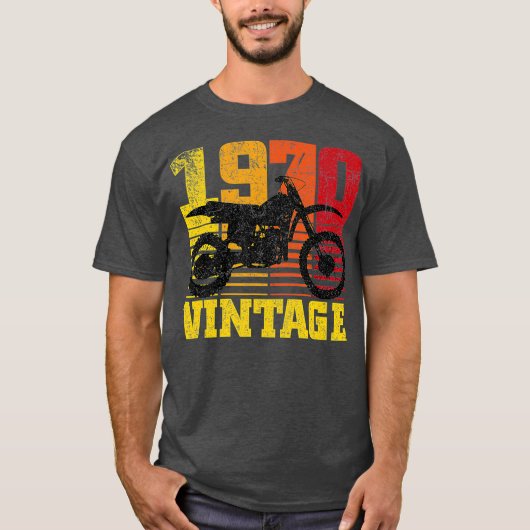 ヴィンテージ1970モトクロスダートバイク50th誕生日 tシャツ (正面)