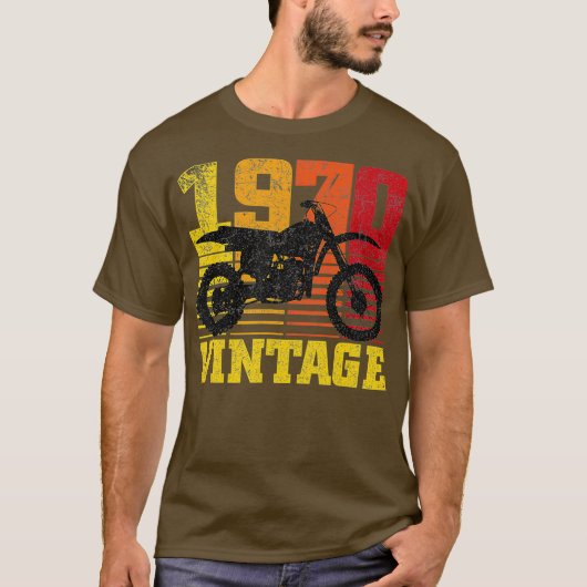 ヴィンテージ1970モトクロスダートバイク50th誕生日 tシャツ (正面)