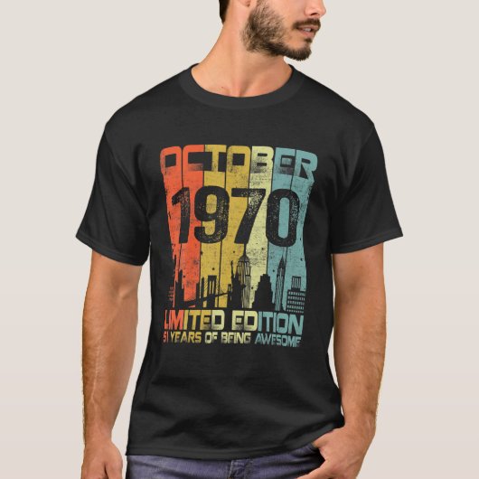 ヴィンテージ1970年おもしろい10月51日誕生日51年 Tシャツ (正面)