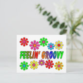 ヴィンテージ1970年の「Feelin'Groovy」ギフト ポストカード (スタンド正面)