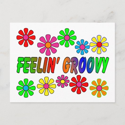 ヴィンテージ1970年の「Feelin'Groovy」ギフト ポストカード (正面)