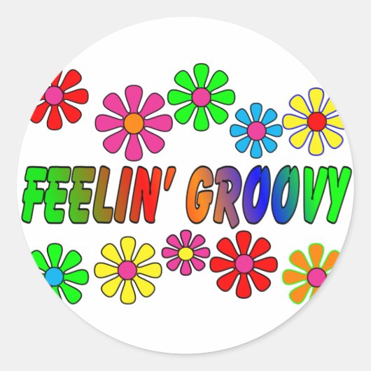 ヴィンテージ1970年の「Feelin'Groovy」ギフト ラウンドシール (正面)