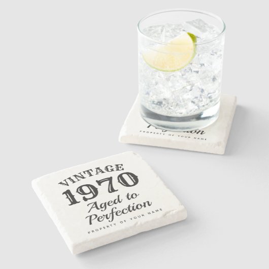 ヴィンテージ1970年完全熟成おもしろい誕生日50位 ストーンコースター (横)