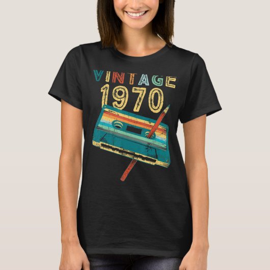 ヴィンテージ1970音楽カセット53誕生日53年 Tシャツ (正面)