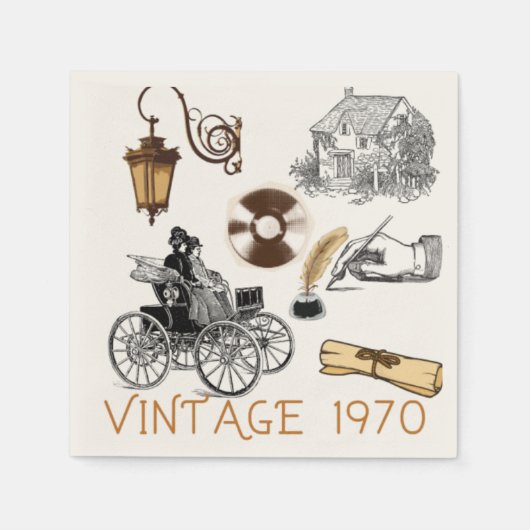 ヴィンテージ1970 スタンダードカクテルナプキン (正面)