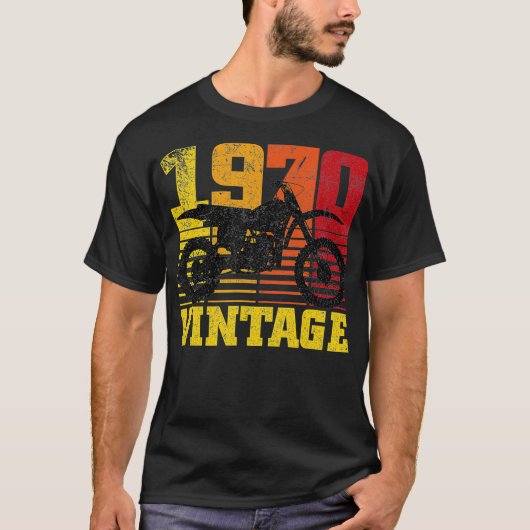 ヴィンテージ1970 Motocross Dirt Bike 50誕生日Gif Tシャツ (正面)