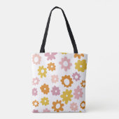 ヴィンテージ1970sラベンダーイエローの花柄 トートバッグ (裏面)