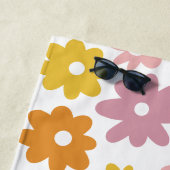 ヴィンテージ1970s花柄ピンクパーソナライズされた  ビーチタオル (インサイチュ)