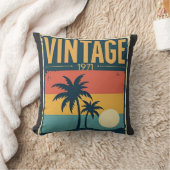 ヴィンテージ1971トロピカルサンセットパームツリーズレトロVibe クッション (ブランケット)